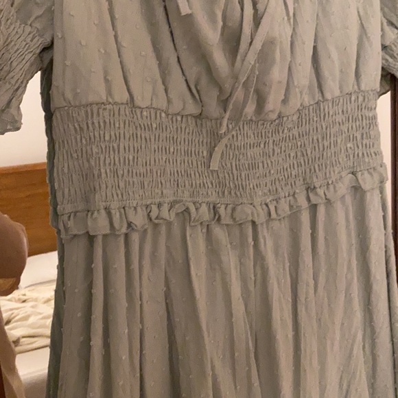 Luca and Grae Smocked Waist Sage Green Mini Dress - Picture 4 of 7